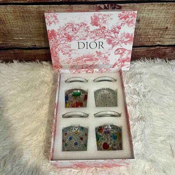 Christian Dior Rotating Drinking Glasses Set of 4 Multicolor Whiskey Tumbler - Picture 2 of 10